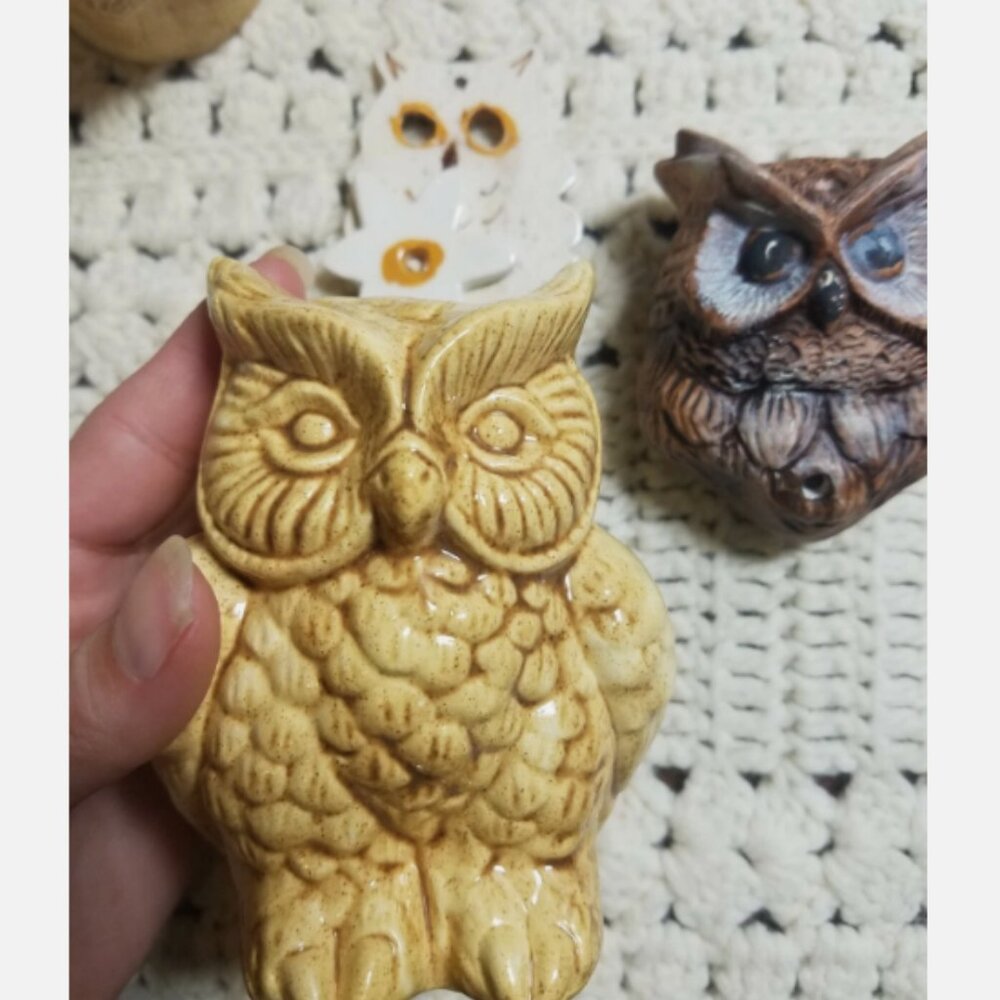 Vintage Lot Of 5 Ceramic Owl Figures Etc Vintage Retro 70s - Picture 6 of 8